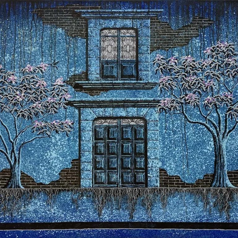 Pintura de Cruz Alejandro titulada Esperanza del encierro VII, óleo sobre tela, 120 x 180 cm, 2025.