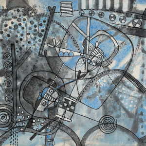 Niños en azul – Pintura de Fulgencio Lazo