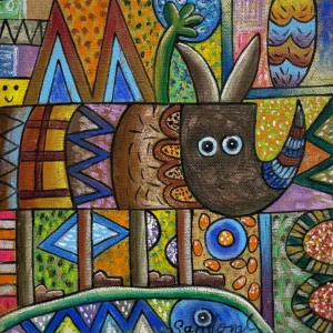 Rinoceronte con pez