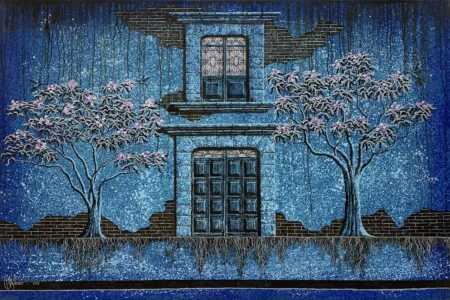 Pintura de Cruz Alejandro titulada Esperanza del encierro VII, óleo sobre tela, 120 x 180 cm, 2025.