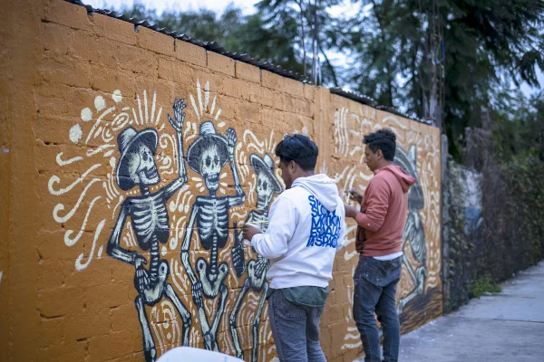 Mural de Mocka para Día de Muertos